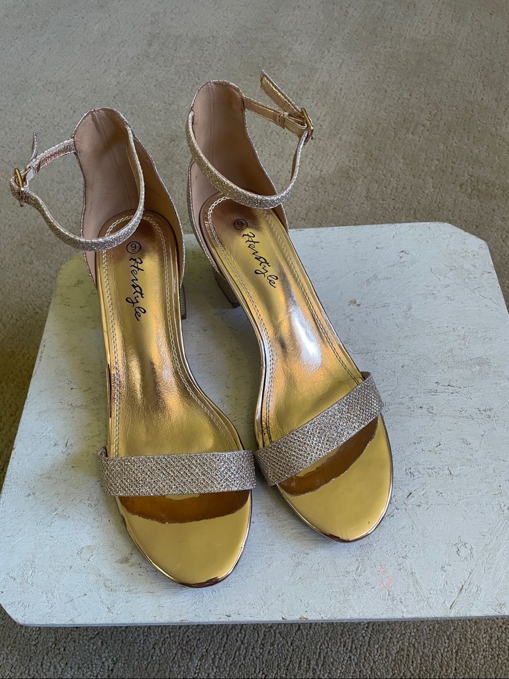 Herstyle Metallic Rose Sandals